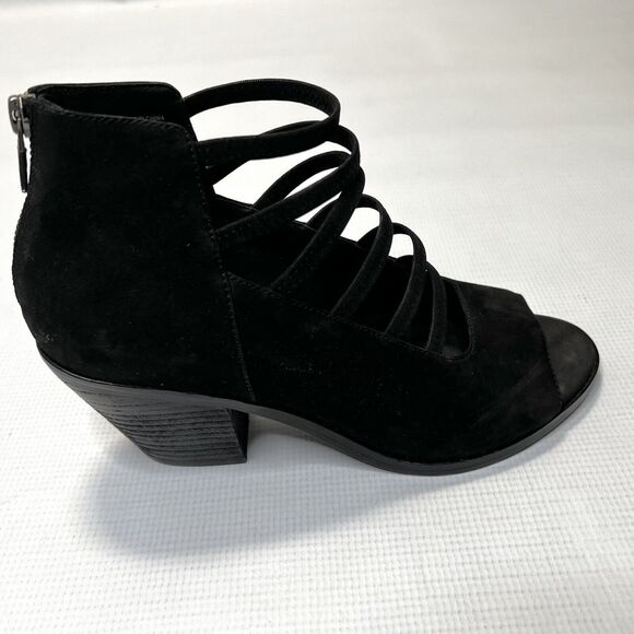 Eileen Fisher James Black Sandals Size 9.5 Strappy Nubuck Block Shoeties - Picture 9 of 13